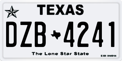 TX license plate DZB4241