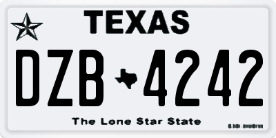 TX license plate DZB4242