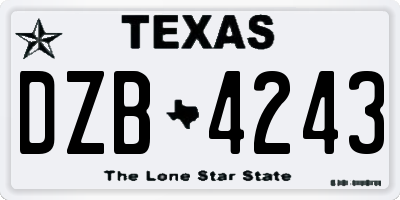 TX license plate DZB4243