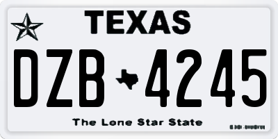 TX license plate DZB4245