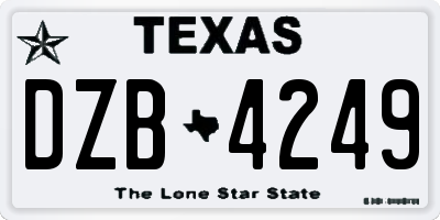 TX license plate DZB4249
