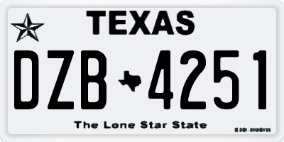 TX license plate DZB4251