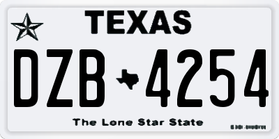 TX license plate DZB4254