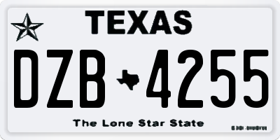 TX license plate DZB4255