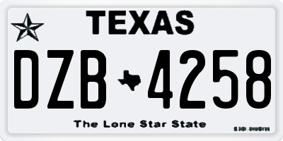 TX license plate DZB4258