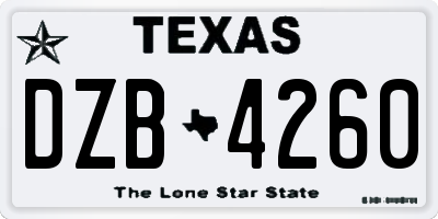 TX license plate DZB4260