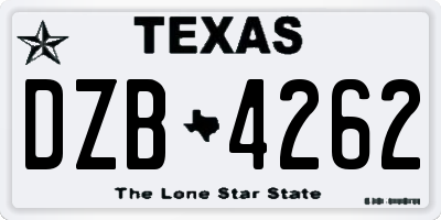 TX license plate DZB4262