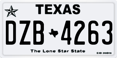 TX license plate DZB4263