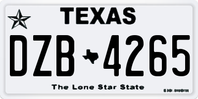 TX license plate DZB4265