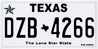 TX license plate DZB4266
