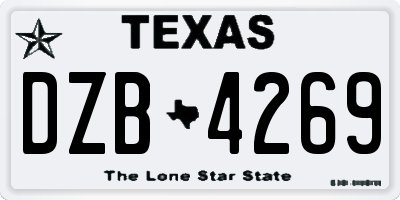 TX license plate DZB4269