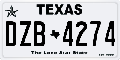TX license plate DZB4274