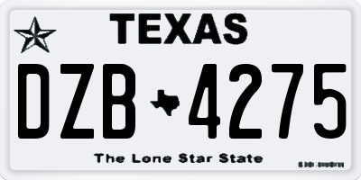 TX license plate DZB4275