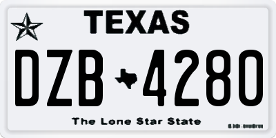 TX license plate DZB4280