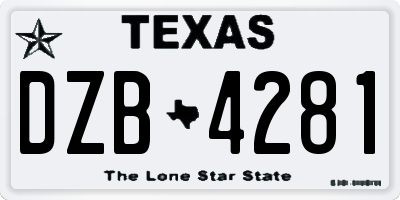 TX license plate DZB4281