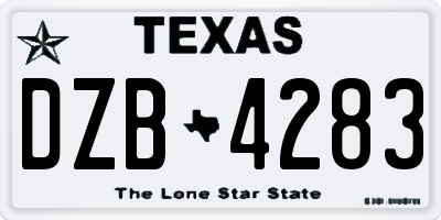 TX license plate DZB4283
