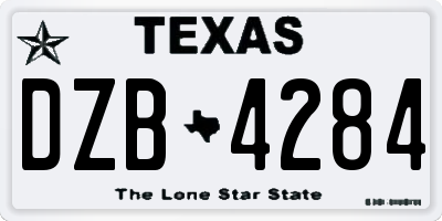 TX license plate DZB4284