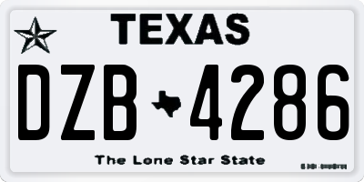 TX license plate DZB4286