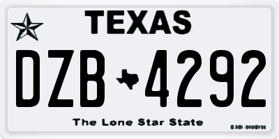 TX license plate DZB4292