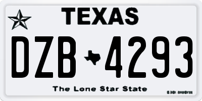 TX license plate DZB4293