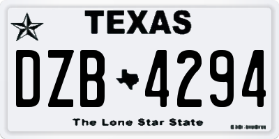 TX license plate DZB4294