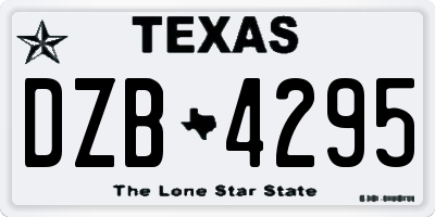 TX license plate DZB4295