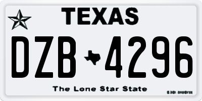 TX license plate DZB4296