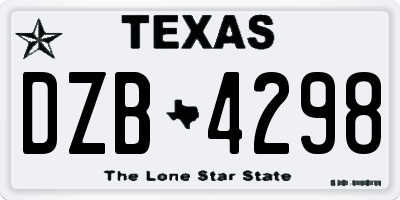 TX license plate DZB4298