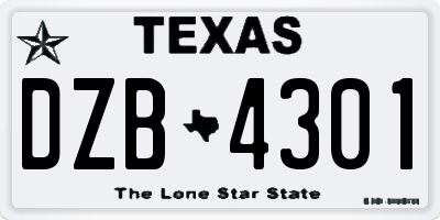 TX license plate DZB4301