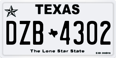 TX license plate DZB4302