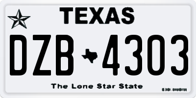 TX license plate DZB4303