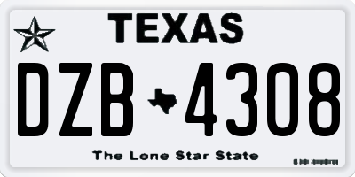 TX license plate DZB4308
