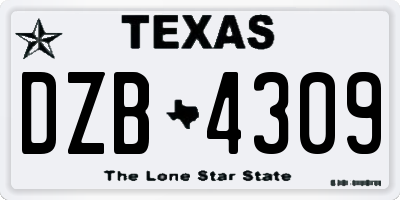 TX license plate DZB4309
