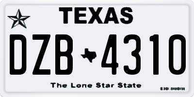 TX license plate DZB4310