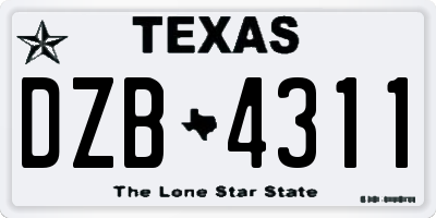 TX license plate DZB4311
