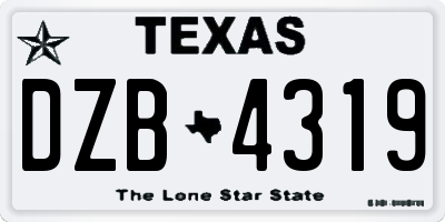TX license plate DZB4319