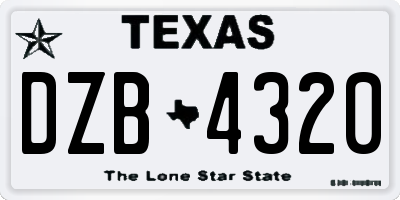 TX license plate DZB4320