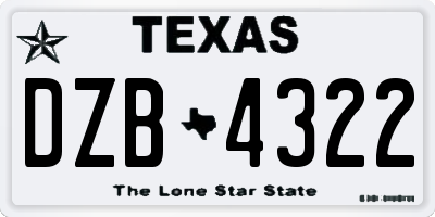 TX license plate DZB4322