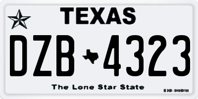 TX license plate DZB4323