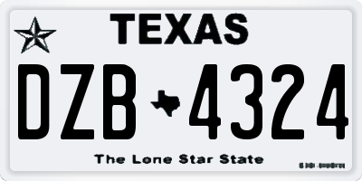 TX license plate DZB4324