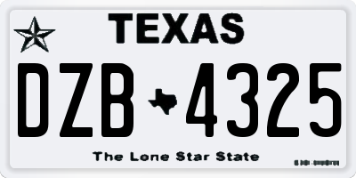 TX license plate DZB4325