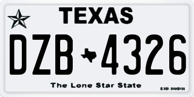 TX license plate DZB4326