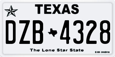 TX license plate DZB4328