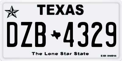 TX license plate DZB4329