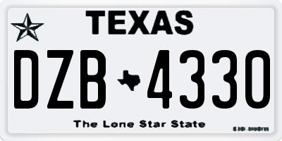 TX license plate DZB4330