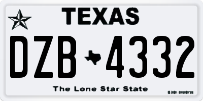 TX license plate DZB4332