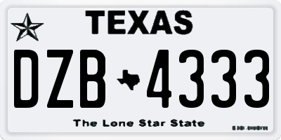 TX license plate DZB4333