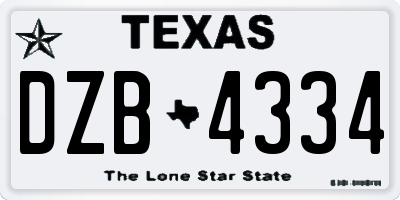 TX license plate DZB4334