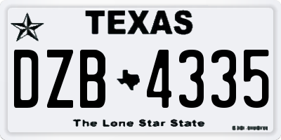 TX license plate DZB4335
