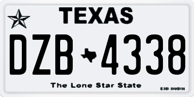TX license plate DZB4338